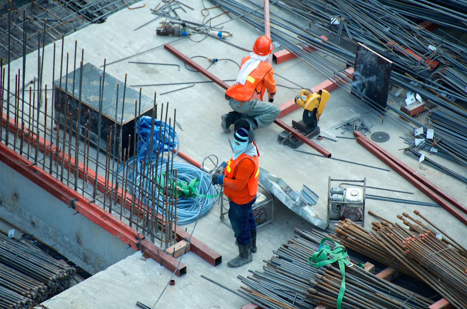 Placeholder photograph of reinforcement steel being fixed on a deck