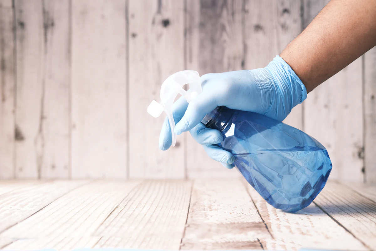 Placeholder photograph of clinic disinfection