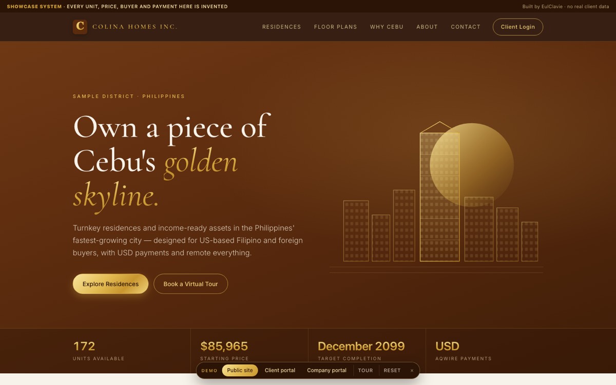 The Colina Homes system, property developer, end to end