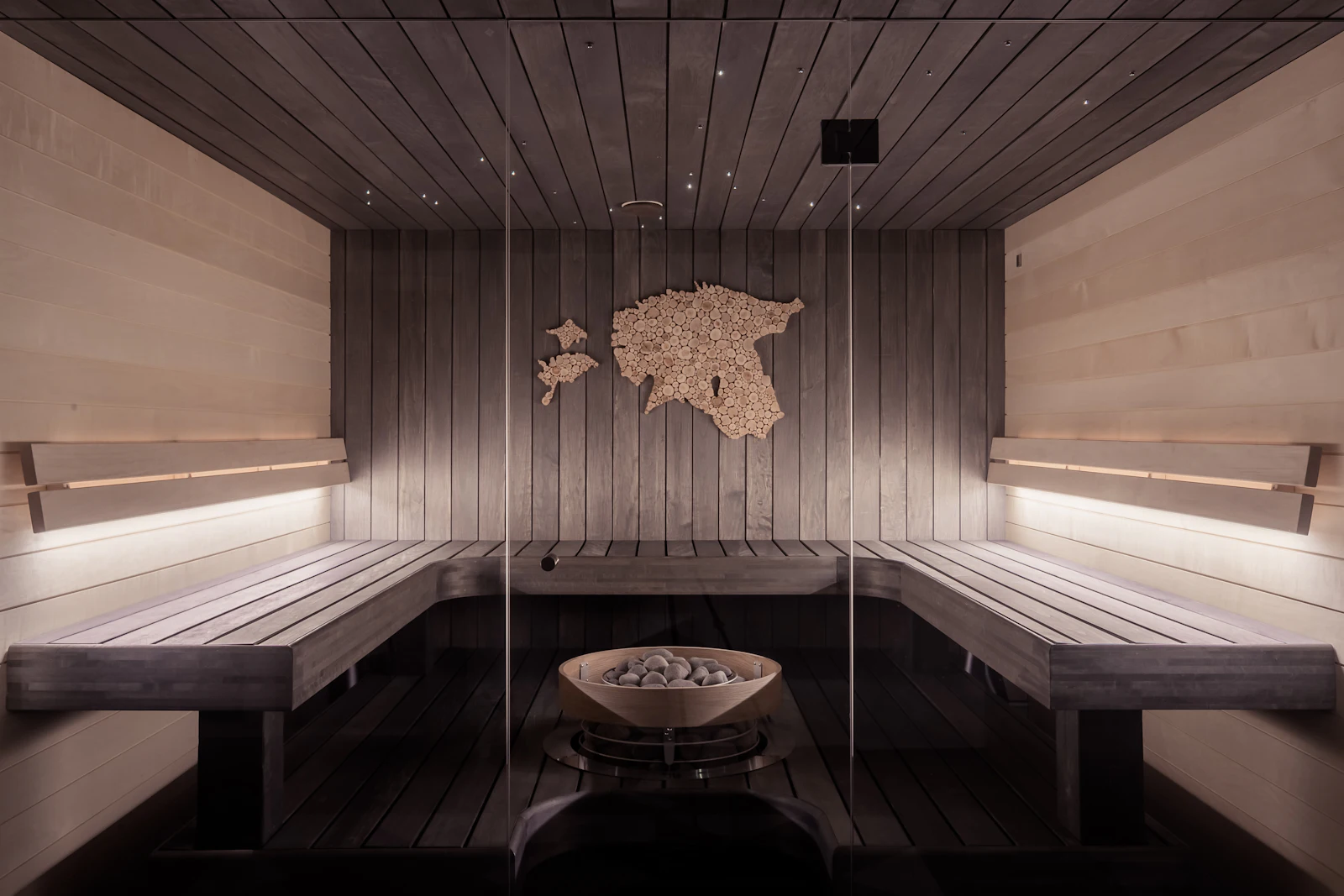 Placeholder photograph of a sauna interior